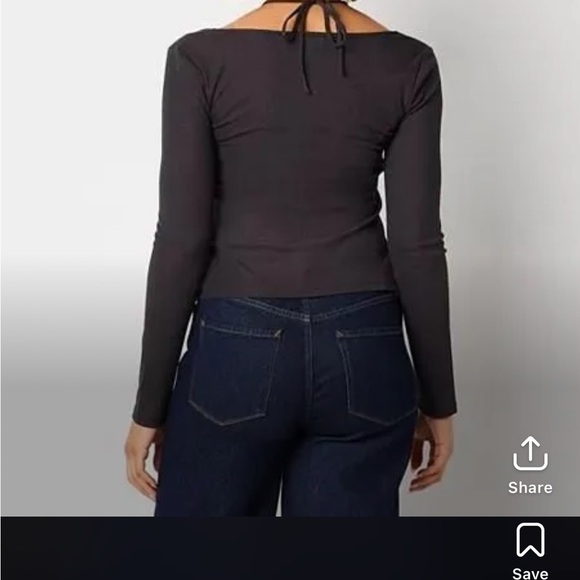 a.n.a Black Long Sleeve Tee Top - Picture 2 of 2